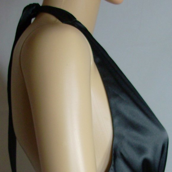 Black Satin Halter Evening Wear Adrianna Papell Size 8 NWT - Picture 12 of 12